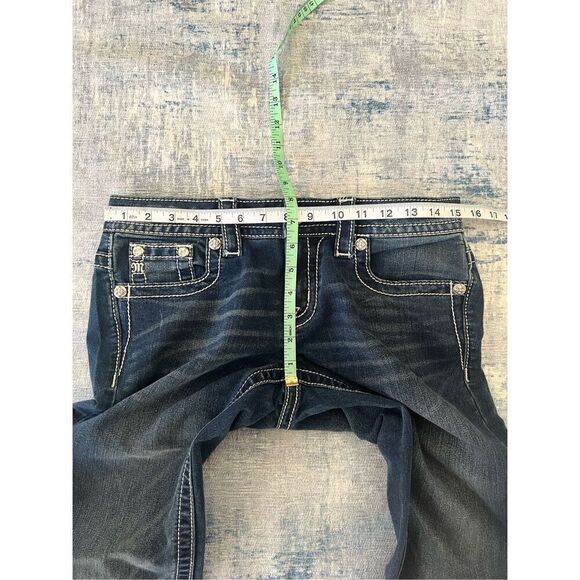 Miss Me Distressed Rhinestone Signature Skinny Jeans 28" - Picture 5 of 6